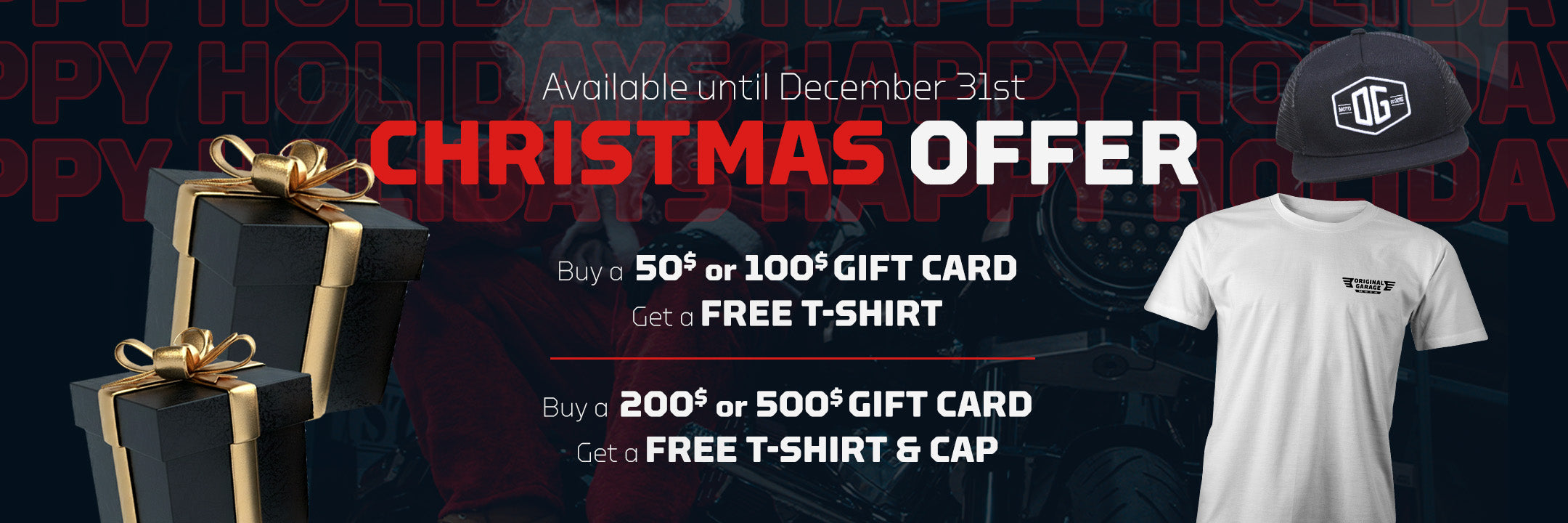 Buy ANY Gift Card and Get a FREE T-Shirt or FREE T-Shirt & Hat