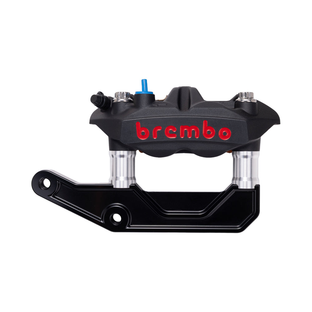 Black Brembo 108mm M4 Monobloc Caliper with Aluminum 29mm Spacers and Black Radial Bracket