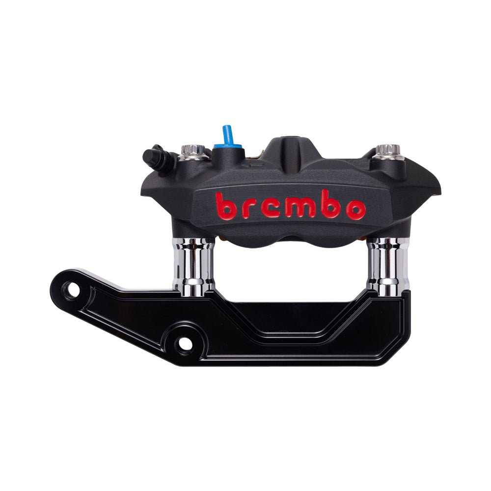 Black Brembo 108mm M4 Monobloc Caliper with Chrome 29mm Spacers and Black Radial Bracket