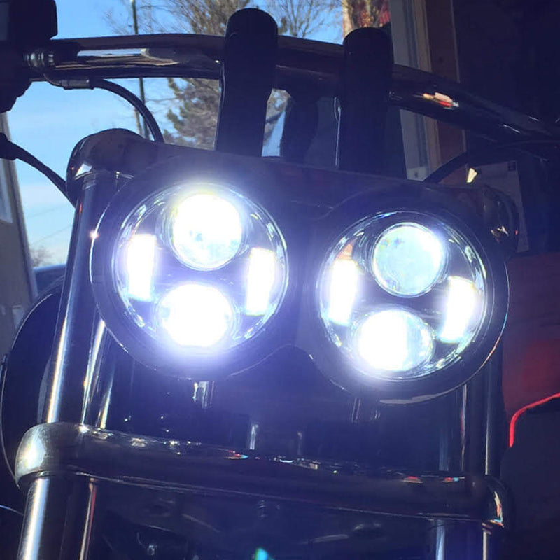 Harley-Davidson Fat Bob FXDF OG LED Headlights installed on a Fat Bob FXDF at High Beam