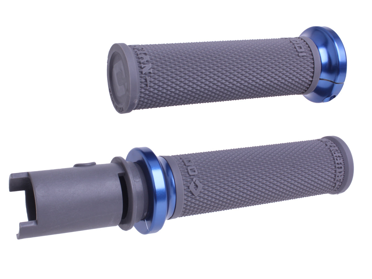 ODI Lock-On Ruffian Grips For 2024-Up-Touring & 2025-Up M8 Softails Graphite/Ano Blue