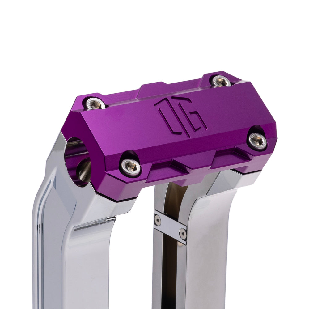 OG Chrome 10.5 inch Pull Back Risers with Purple Standard Top Clamp