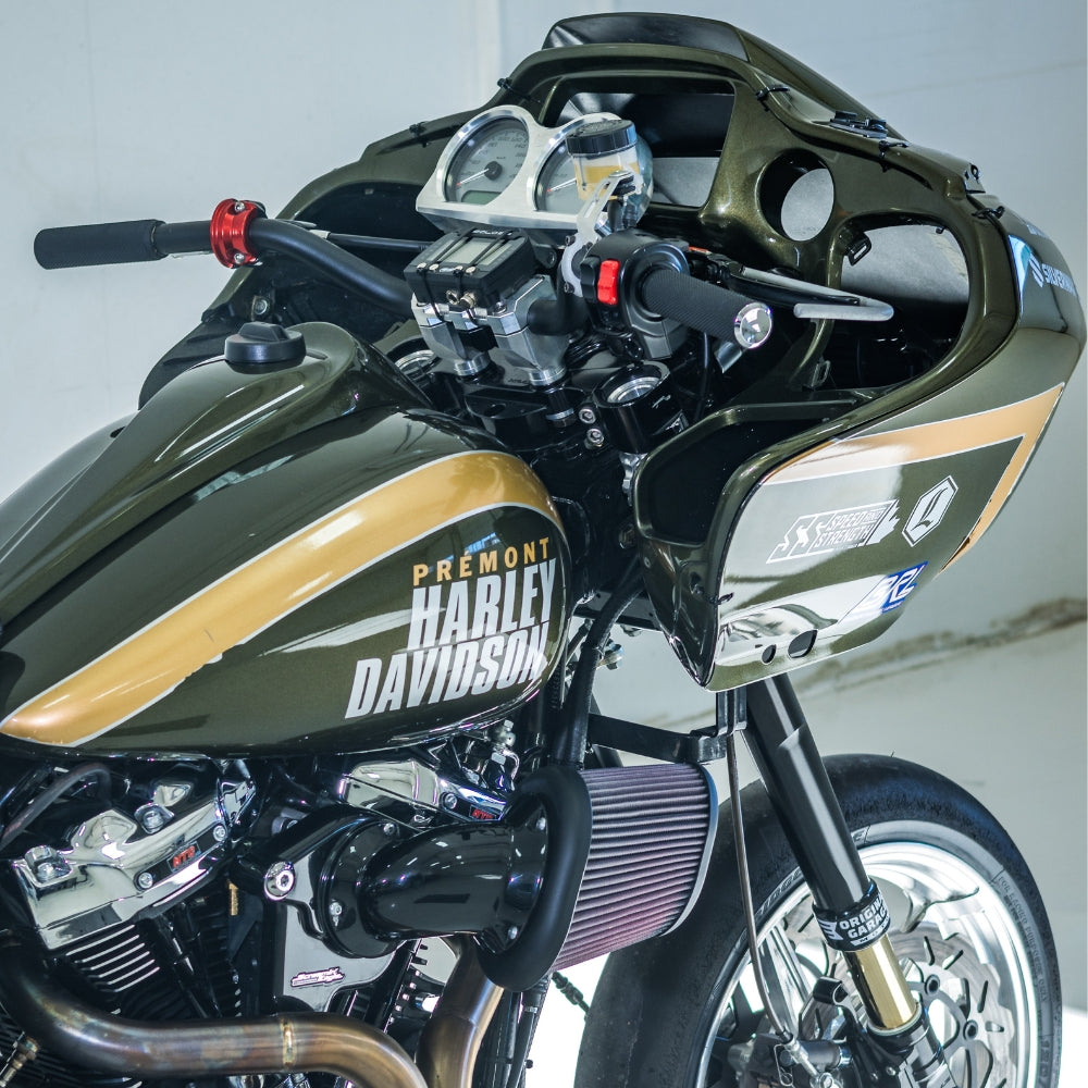 OG 2" Straight Risers installed on a Road Glide Race Bike Custom