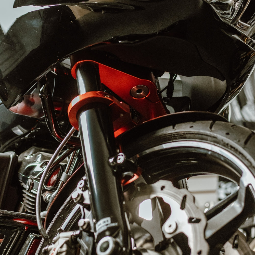 OG 2014-Up Touring Drop Triple Trees kit installed on a 2025 Road Glide