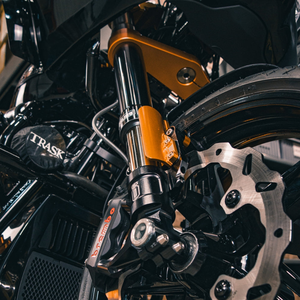 OG 2023-Up Touring CVO Lower Triple Tree installed on a 2024 Road Glide with inverted Front forks FLTR