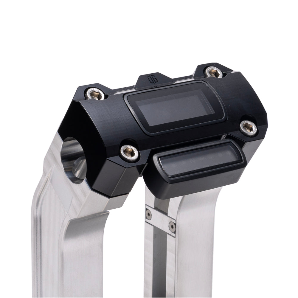 OG Aluminum 6.5 inch Straight Risers with Black Digital Gauge Cut Out Top Clamp