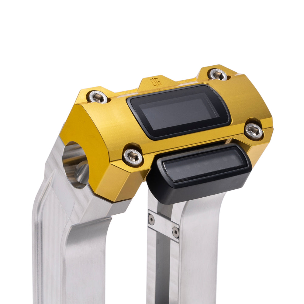 OG Aluminum 6.5 inch Straight Risers with Gold Digital Gauge Cut Out Top Clamp