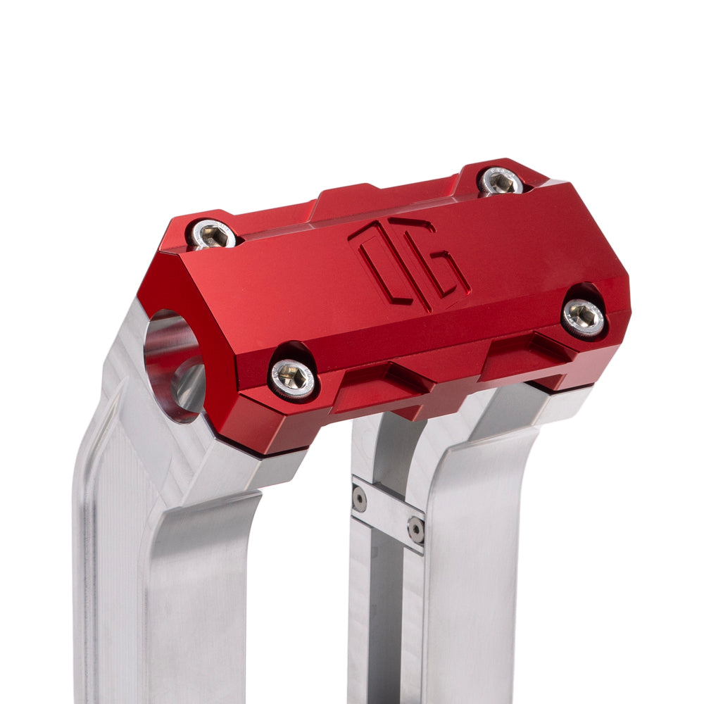 OG Aluminum 6.5 inch Straight Risers with Red Standard Top Clamp