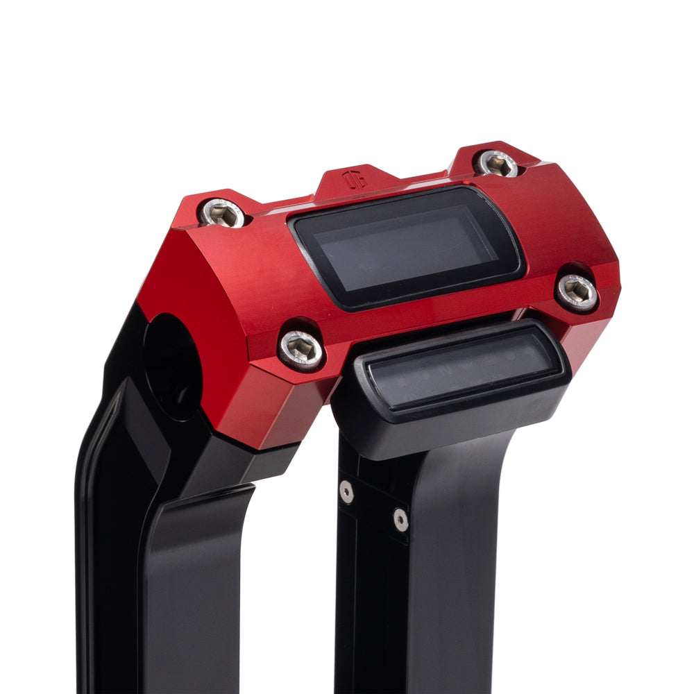 OG Black 6.5 inch Straight Risers with Red Digital Gauge Cut Out Top Clamp