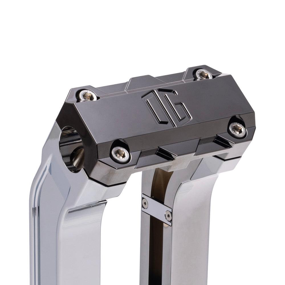 OG Chrome 6.5 inch Straight Risers with Black Chrome Standard Top Clamp