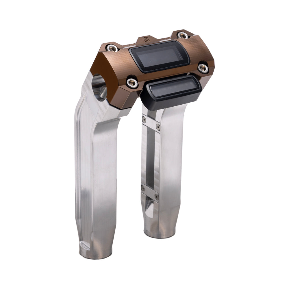 OG Aluminum 8.5 inch Pull Back Risers with Bronze Digital Gauge Cut Out Top Clamp