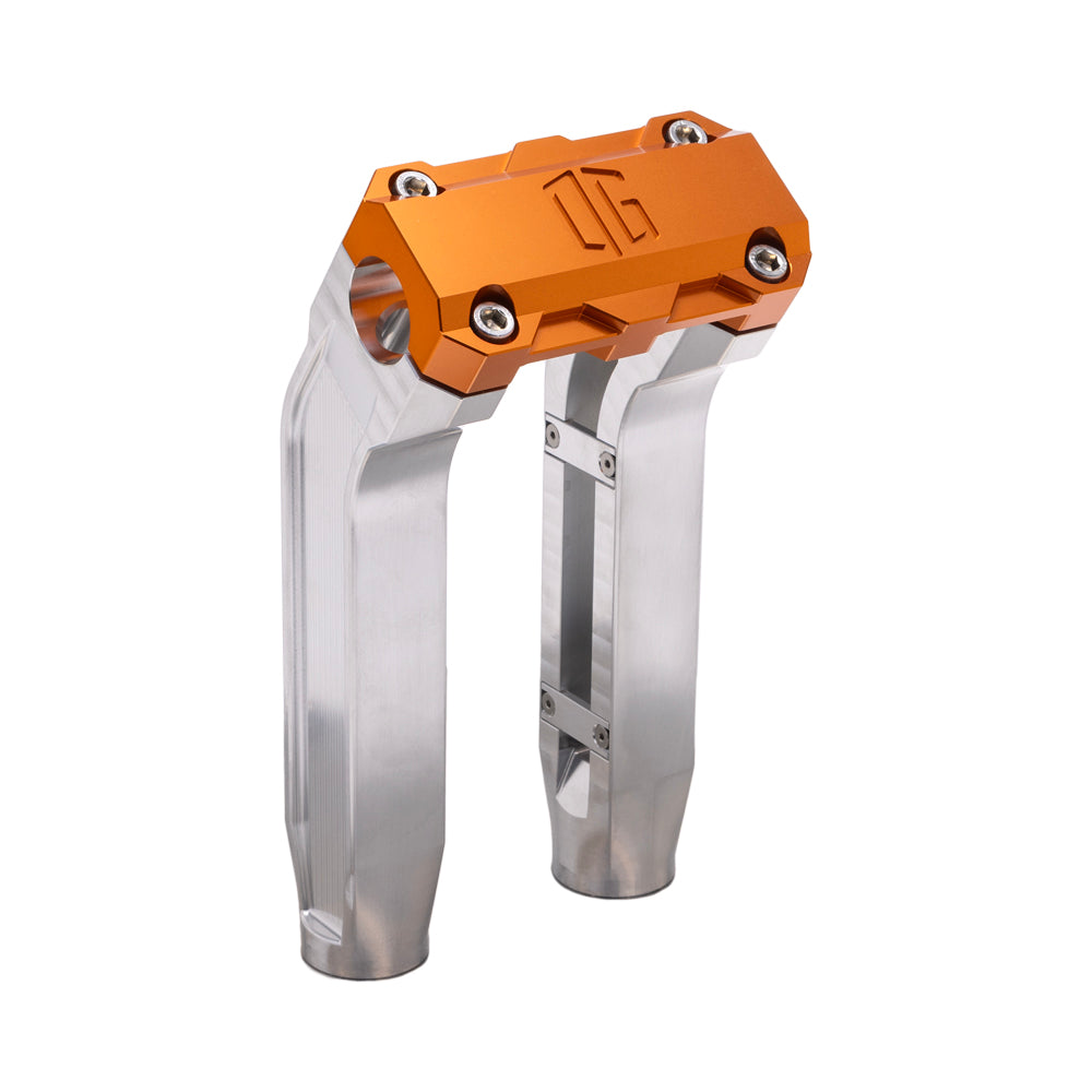 OG Aluminum 8.5 inch Pull Back Risers with Orange Standard Top Clamp