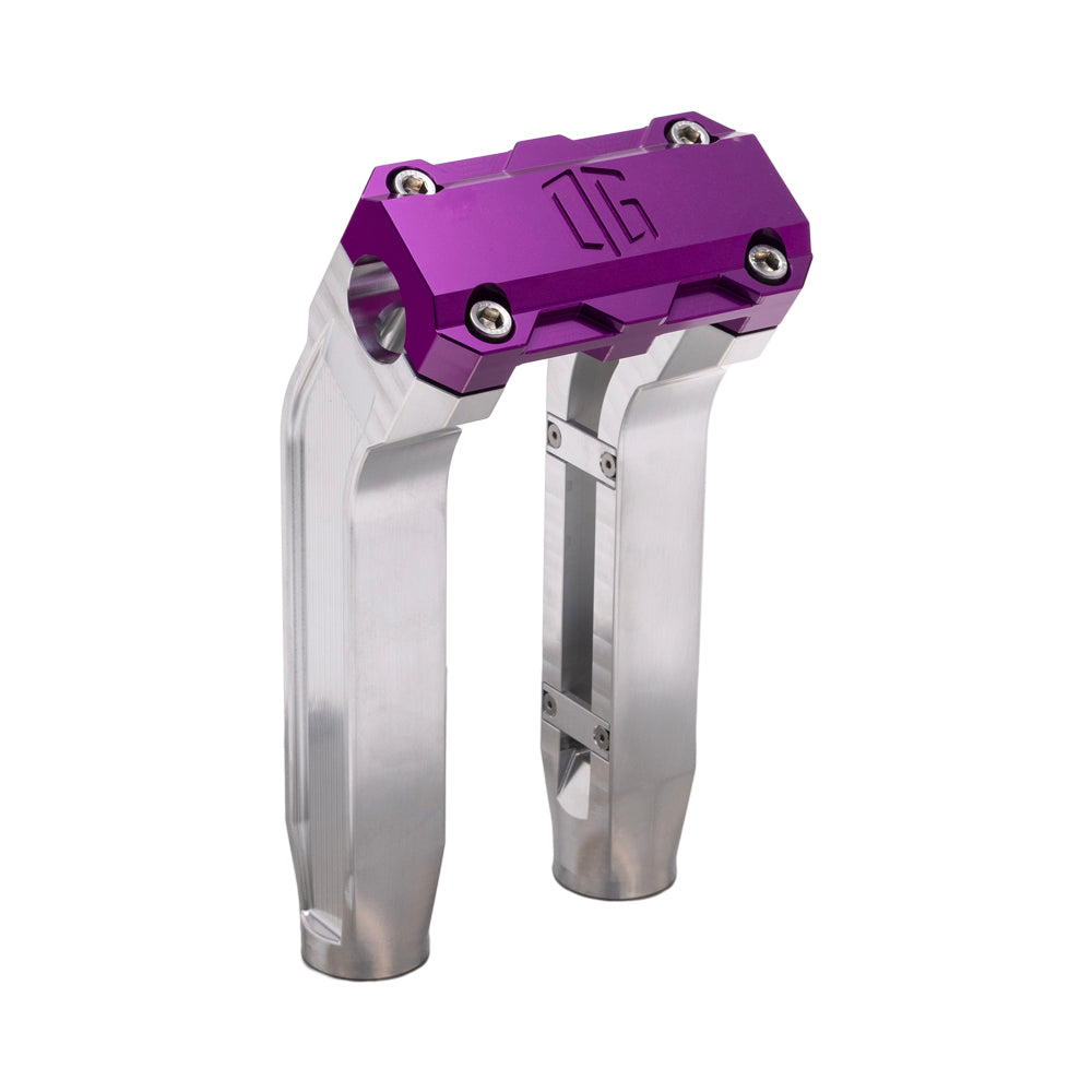 OG Aluminum 8.5 inch Pull Back Risers with Purple Standard Top Clamp