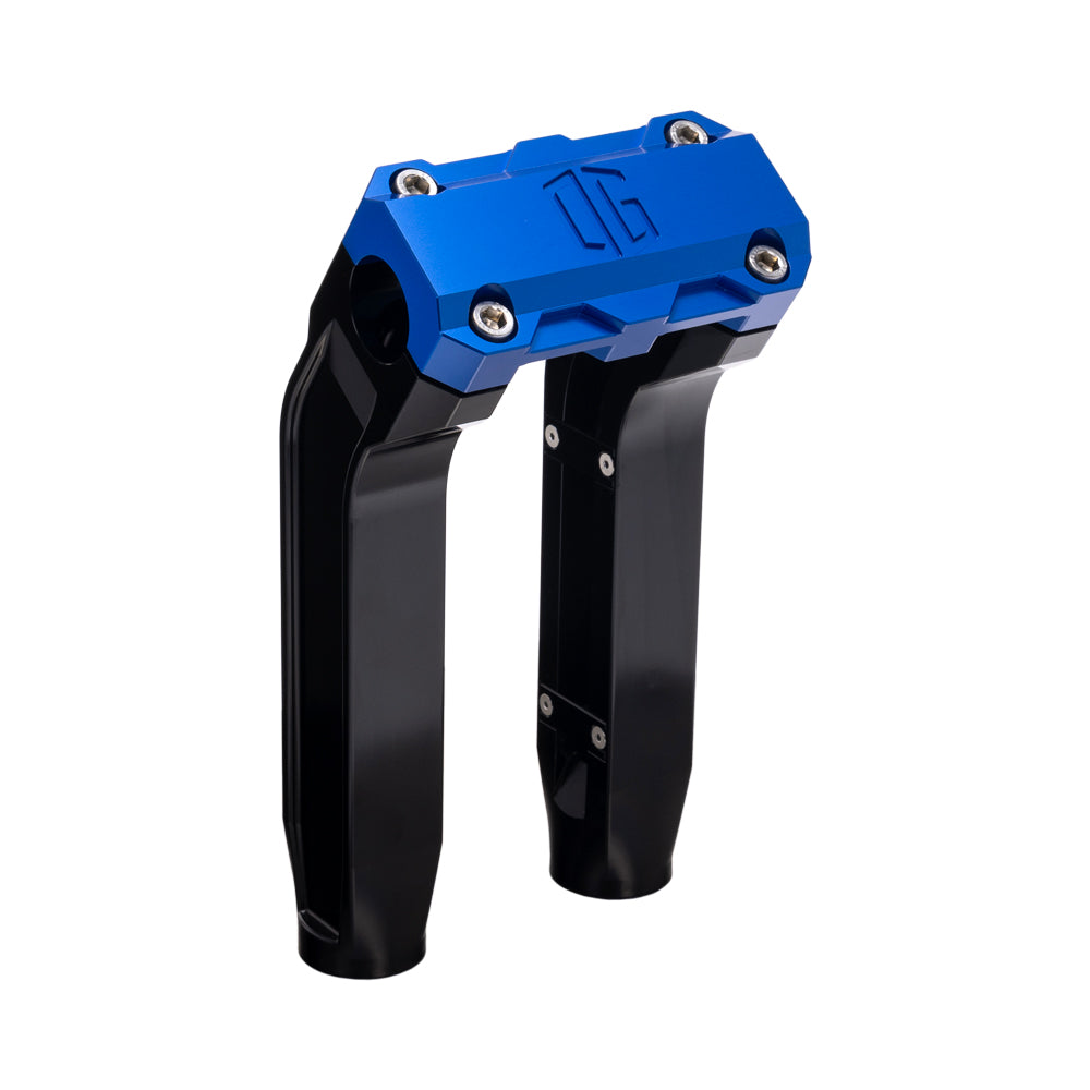 OG Black 8.5 inch Pull Back Risers with Blue Standard Top Clamp