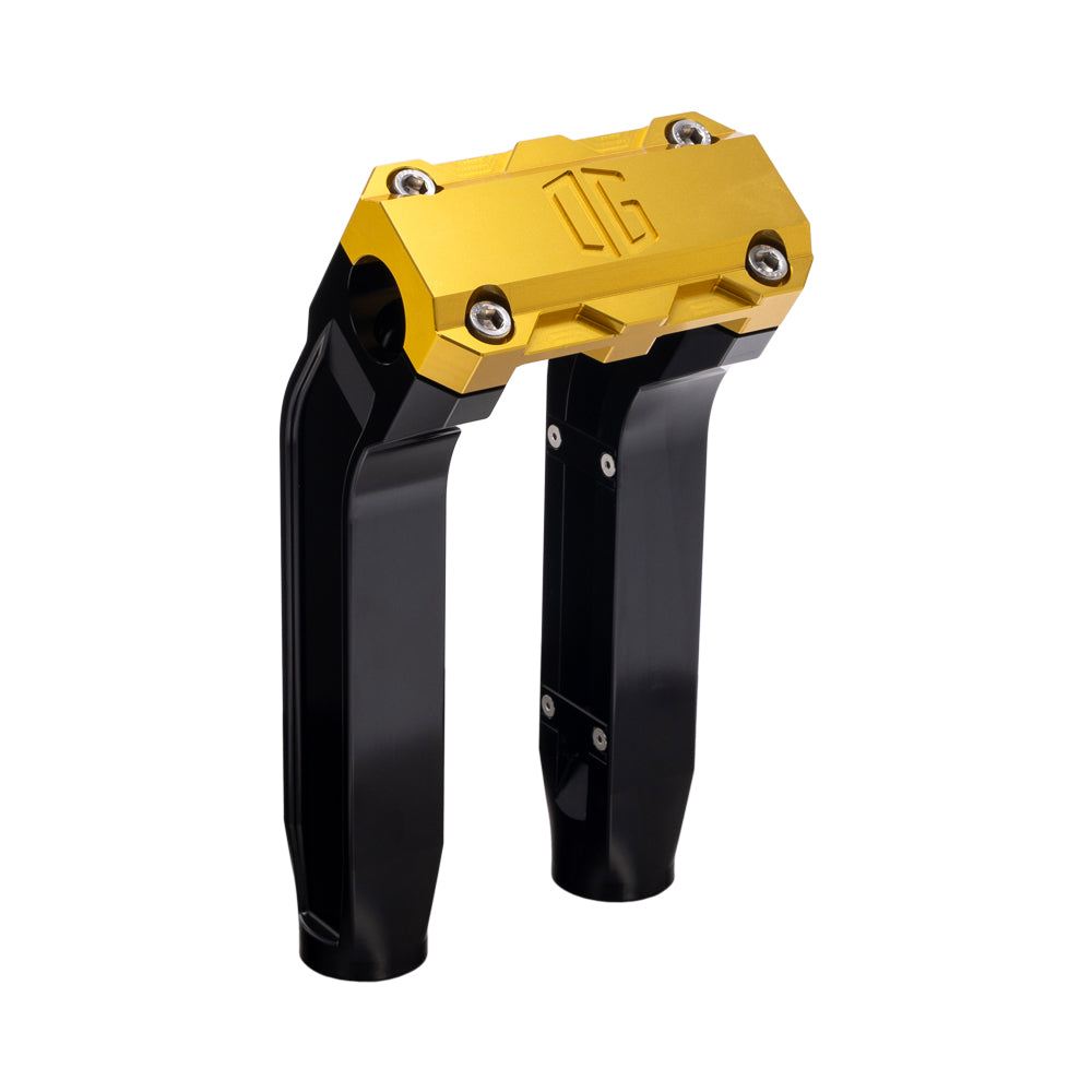 OG Black 8.5 inch Pull Back Risers with Gold Standard Top Clamp