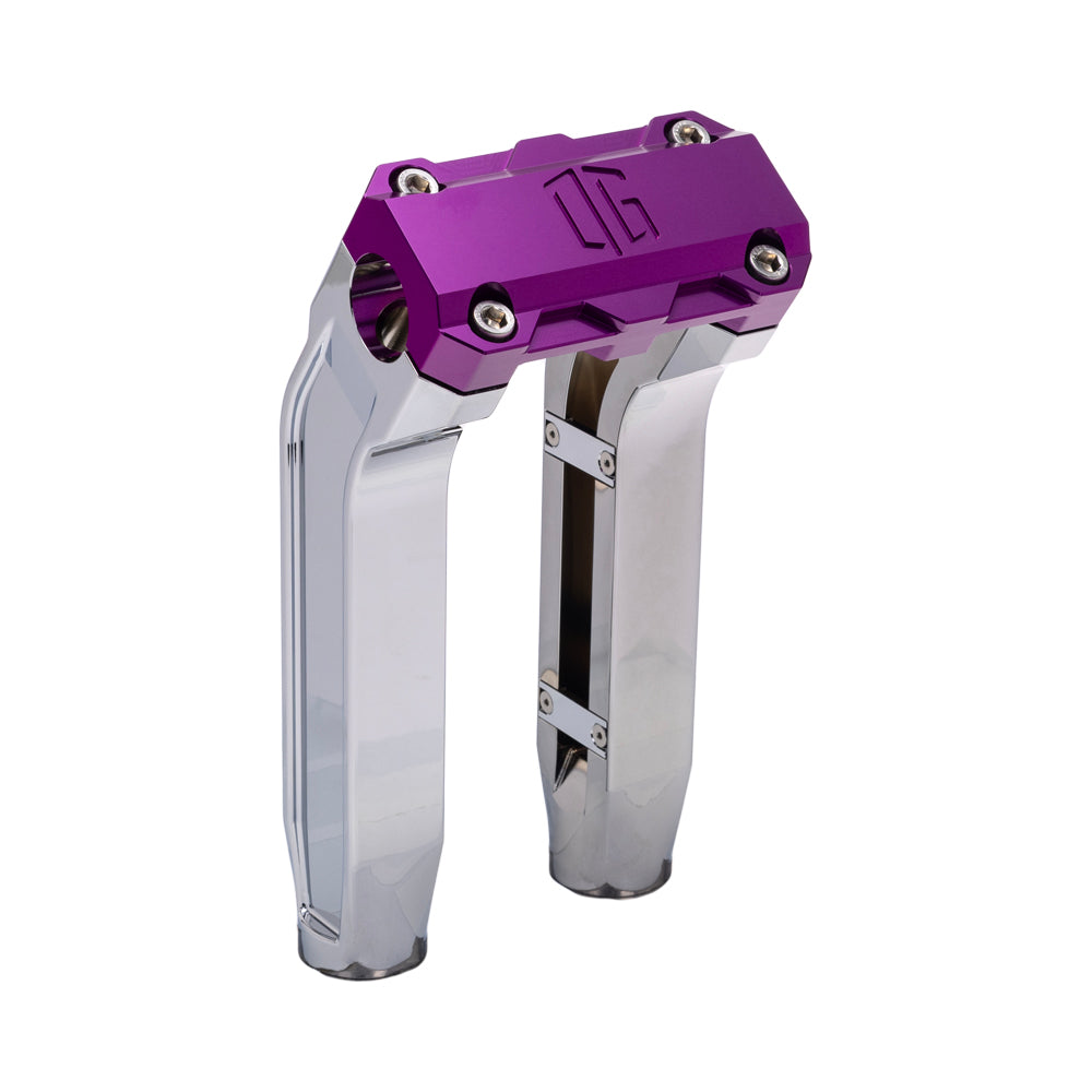 OG Chrome 8.5 inch Pull Back Risers with Purple Standard Top Clamp