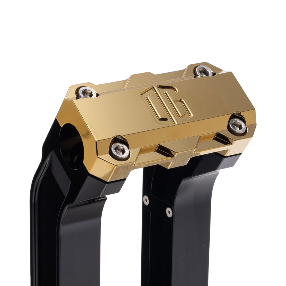 OG Black 8.5 inch Straight Risers with Gold Plating Standard Top Clamp