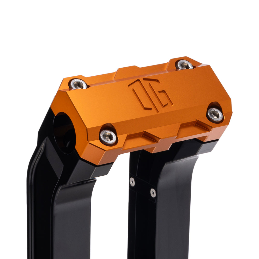 OG Black 8.5 inch Straight Risers with Orange Standard Top Clamp