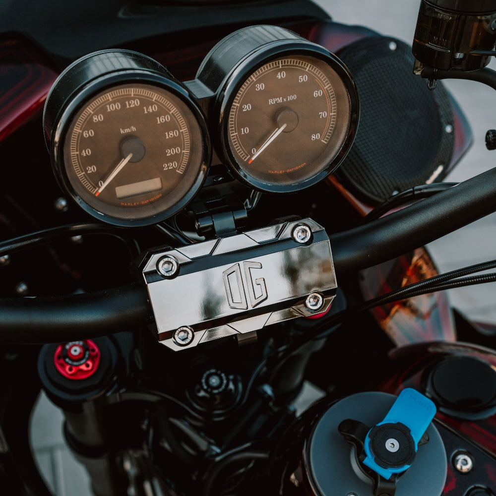 OG Dual Billet Gauge Pods installed on a Dyna FXD