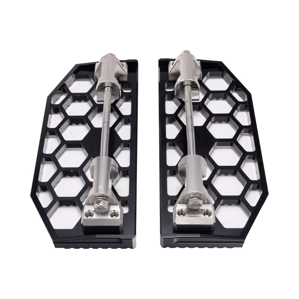 Black HoneyComp V3 Floorboards for Indian Bagger Models