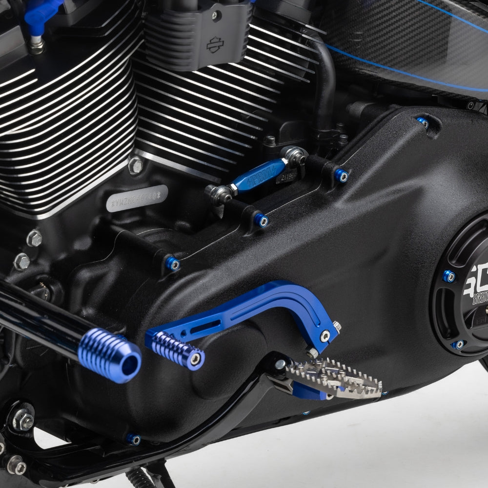 OG Moto X Foot Pegs installed on a Softail Low Rider S FXLRS