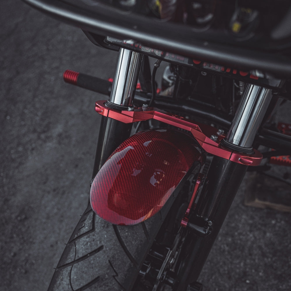 OG Speed 49mm (2014-Up) Touring Fork Brace installed on a 2017 Road Glide FLTR