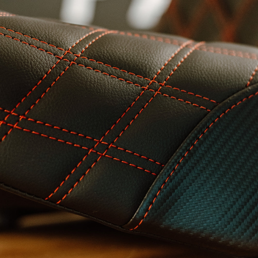 OG X Saddlemen Custom Step Up Seat for HDs Touring models Black with red stiches