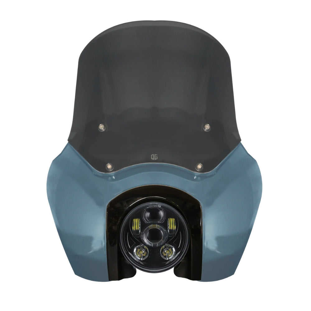 Sharkskin Blue OG Softail Low Rider S Complete T-Sport Fairing Kit with smoked windshield