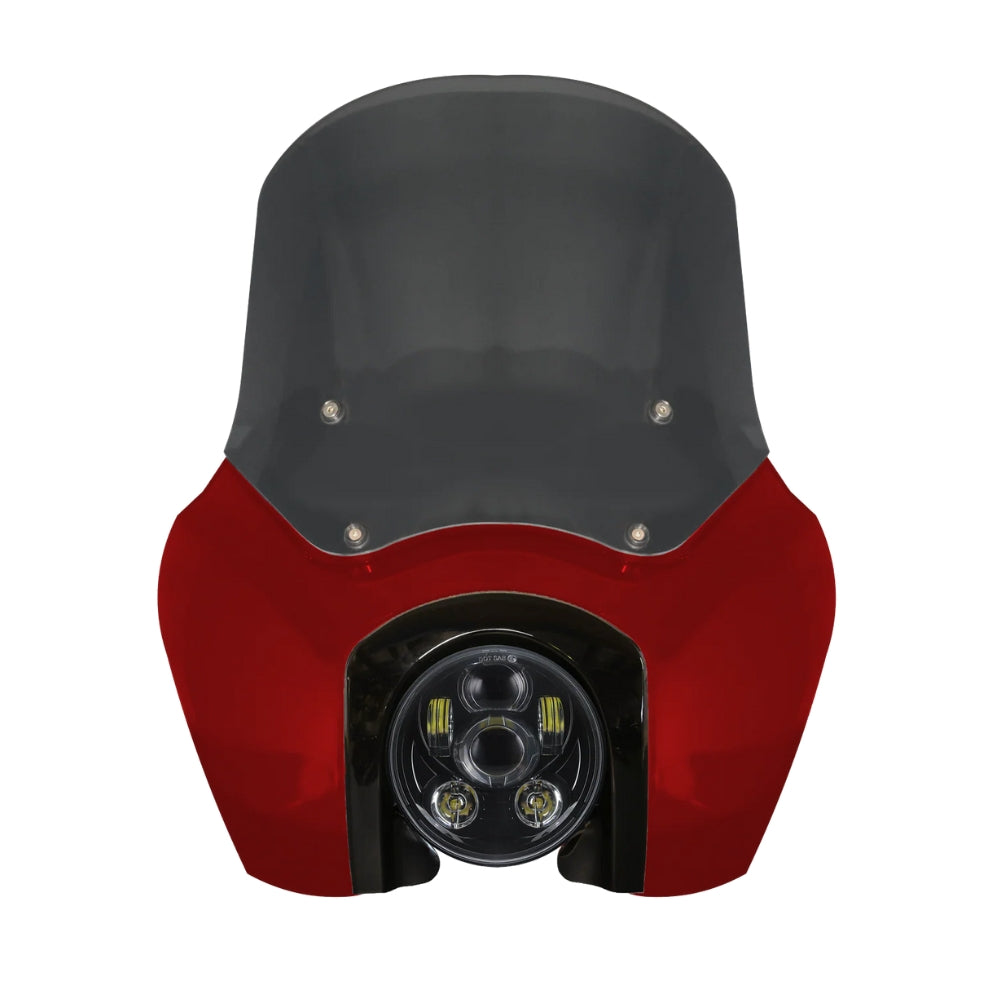Original Garage Moto Softail Low Rider S Complete T-Sport Fairing Kit - Brilliant Red - 5.75 LED Black