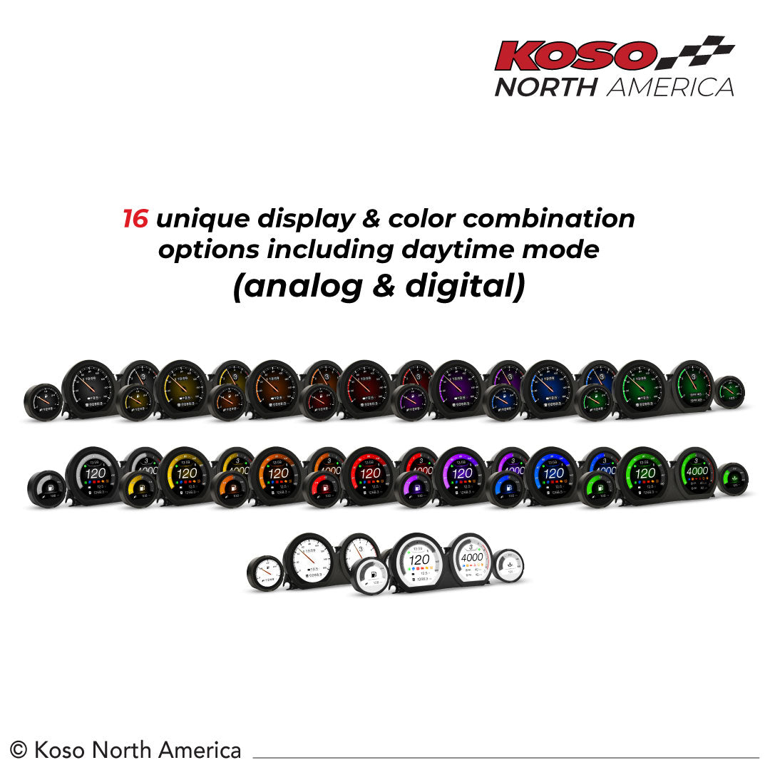 Koso HD-03X TFT Gauge Set for Harley-Davidson 2014-2023 models color combinations