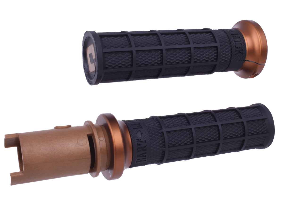 ODI Lock On Waffle Style Grips Black/Bronze For Cable Throttle ODI Lock On Waffle Style Grips Black/Bronze For Cable Throttle