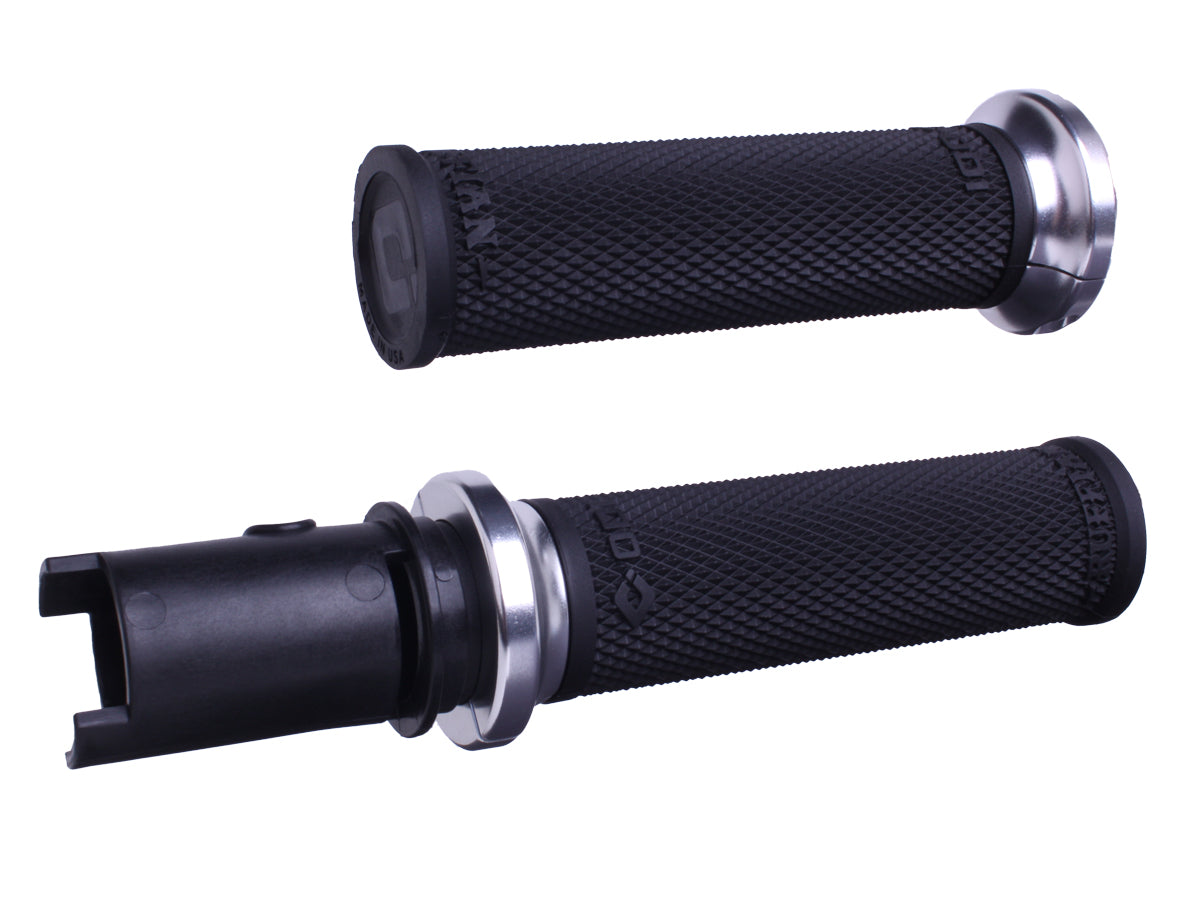 ODI Lock-On Ruffian Grips For 2024-Up-Touring & 2025-Up M8 Softails Black/Silver
