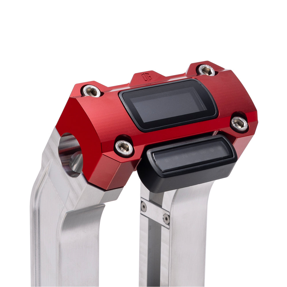 OG Aluminum 10.5 inch Pull Back Risers with Red Digital Gauge Cut Out Top Clamp