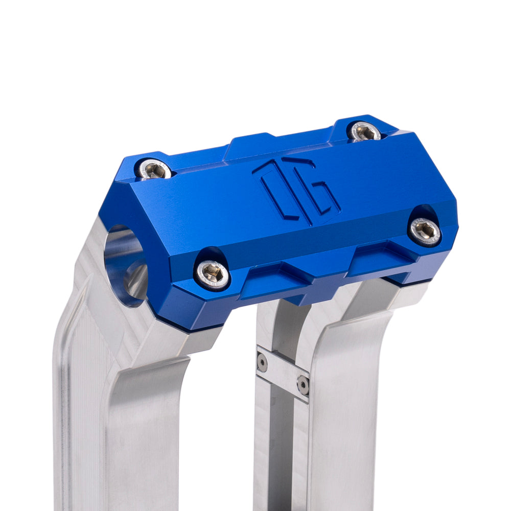 OG Aluminum 10.5 inch Pull Back Risers with Blue Standard Top Clamp