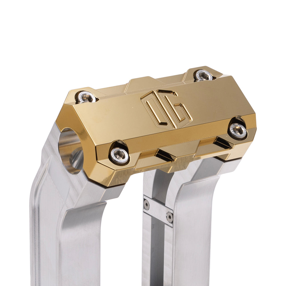 OG Aluminum 10.5 inch Pull Back Risers with Gold Plating Standard Top Clamp