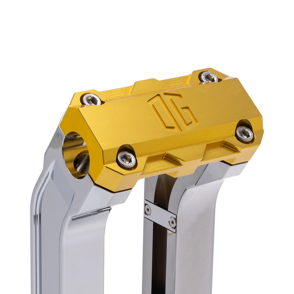 OG Chrome 10.5 inch Pull Back Risers with Gold Standard Top Clamp
