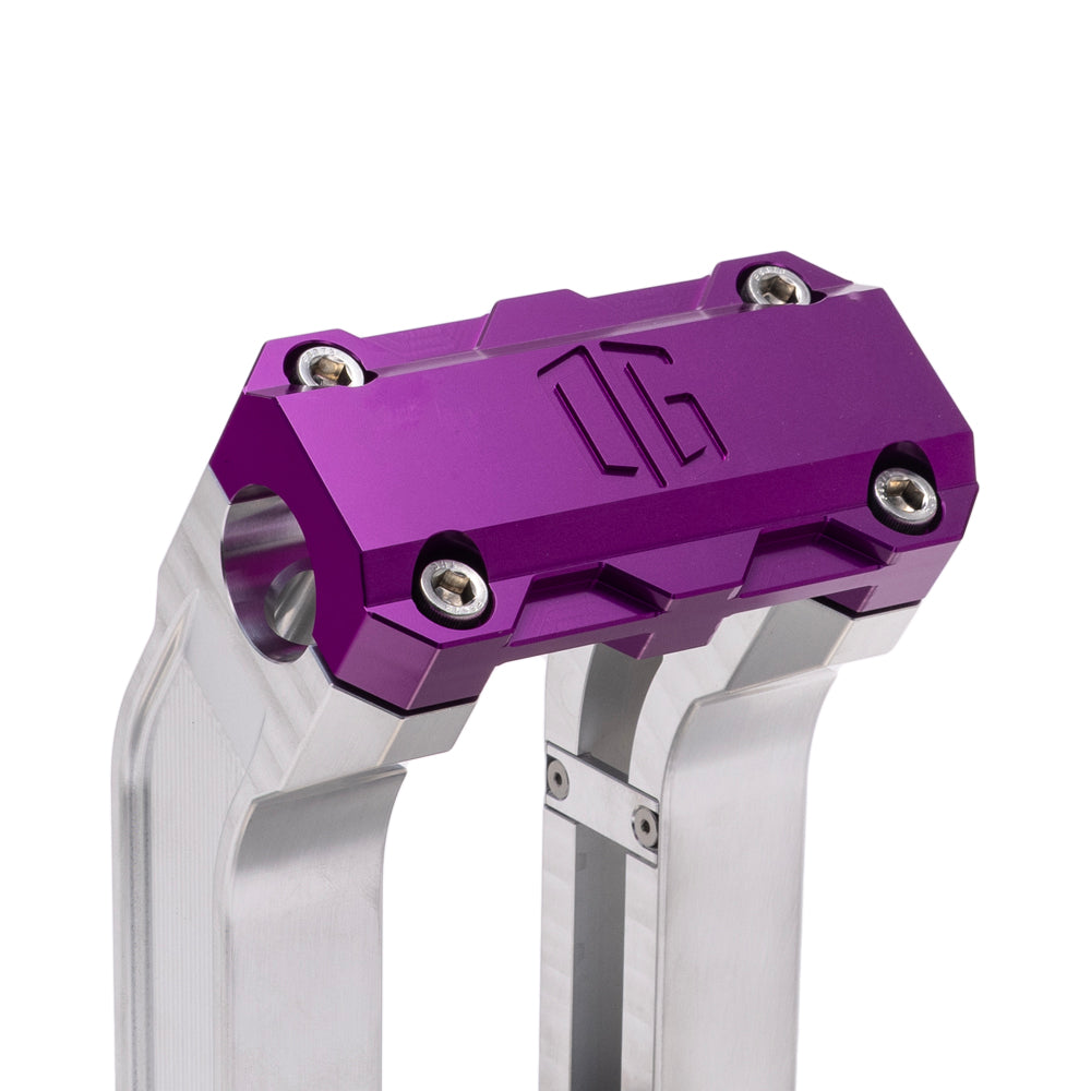 OG Aluminum 6.5 inch Pull Back Risers with Purple Standard Top Clamp