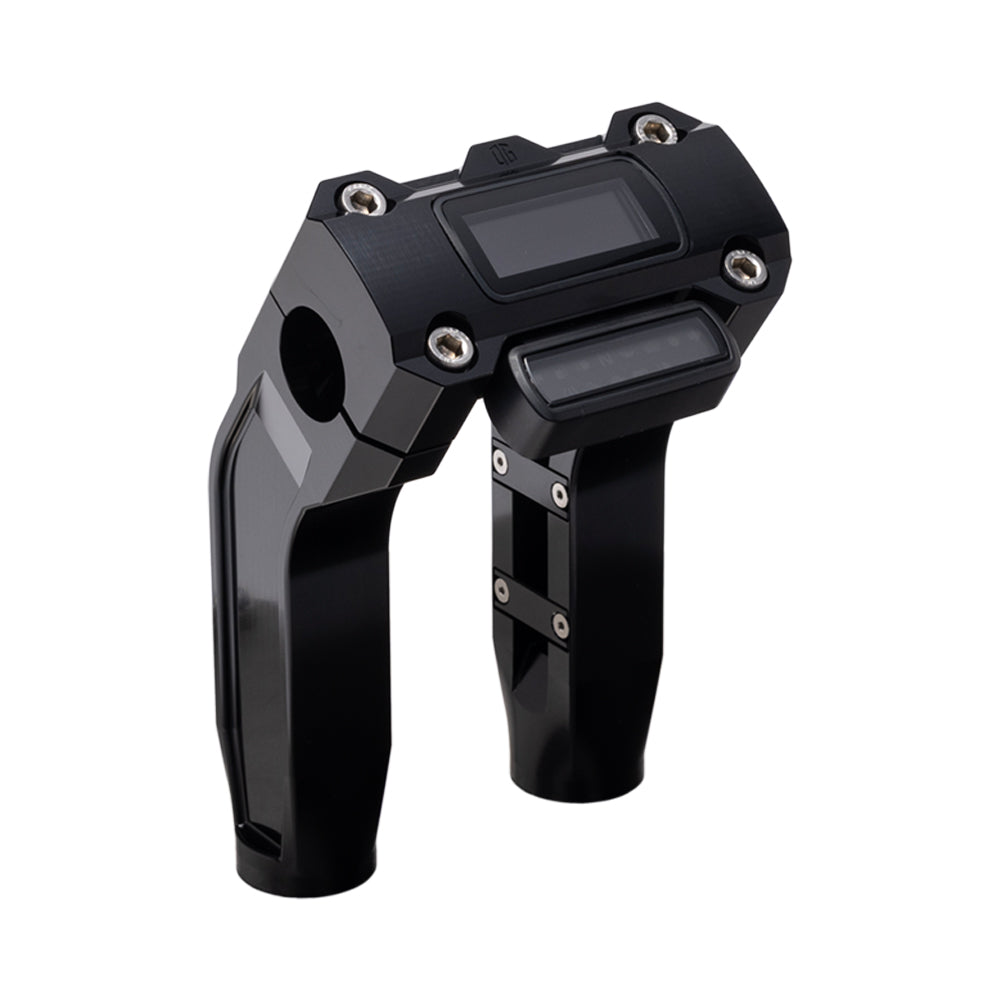 OG Black 6.5 inch Pull Back Risers with Black Digital Gauge Cut Out Top Clamp