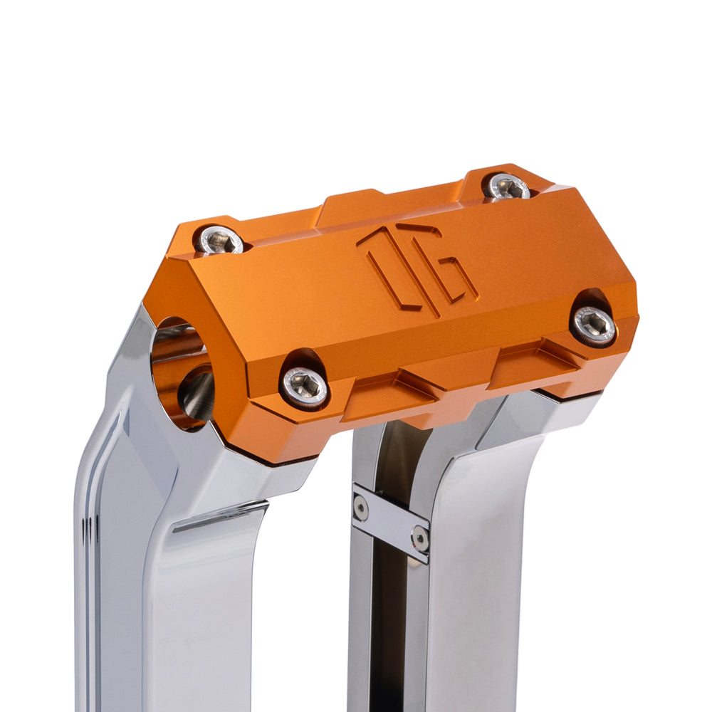 OG Chrome 6.5 inch Pull Back Risers with Orange Standard Top Clamp