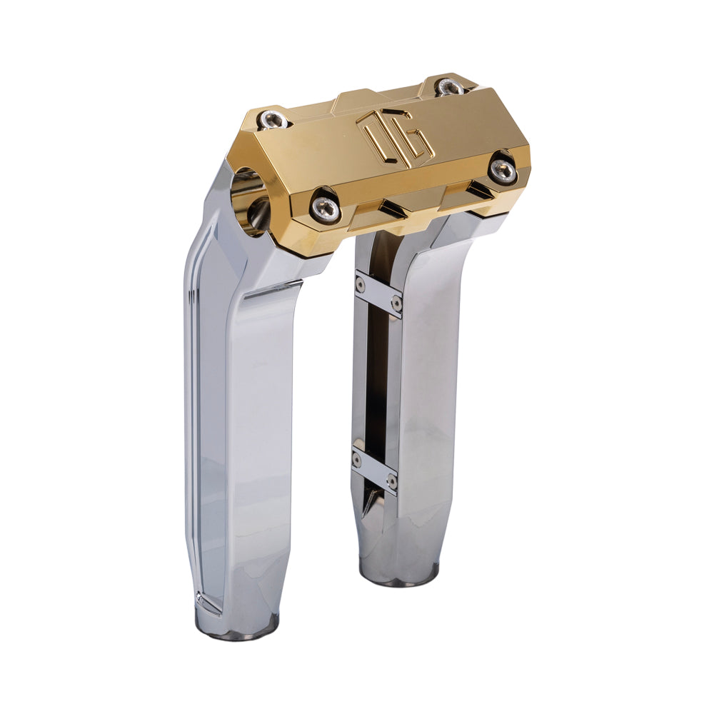 OG Chrome 8.5 inch Pull Back Risers with Gold Plating Standard Top Clamp