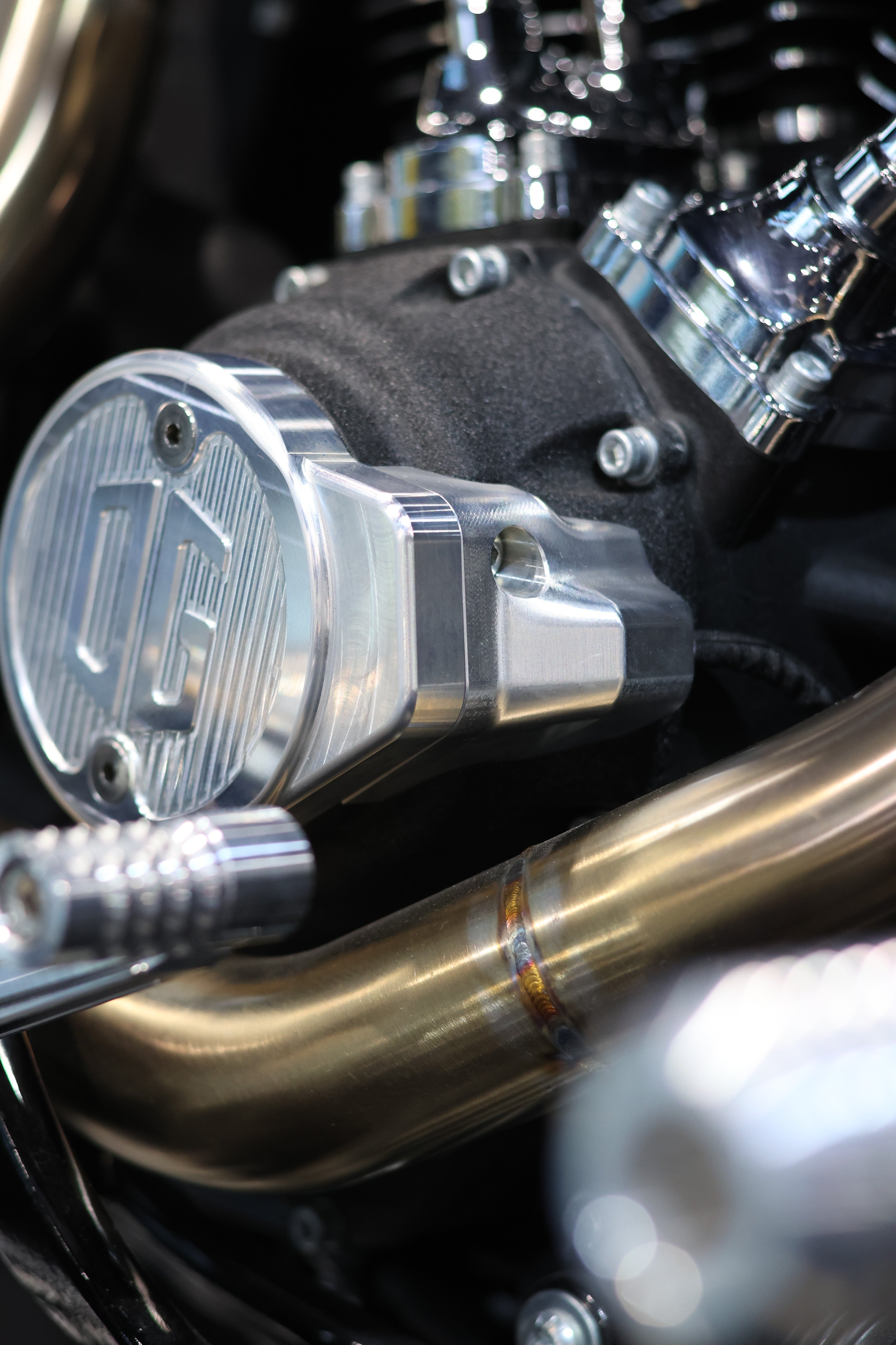 OG Billet Cam Proximity Sensor Cover installed on a 2025 Low Rider S FXLRS Billiard Gray