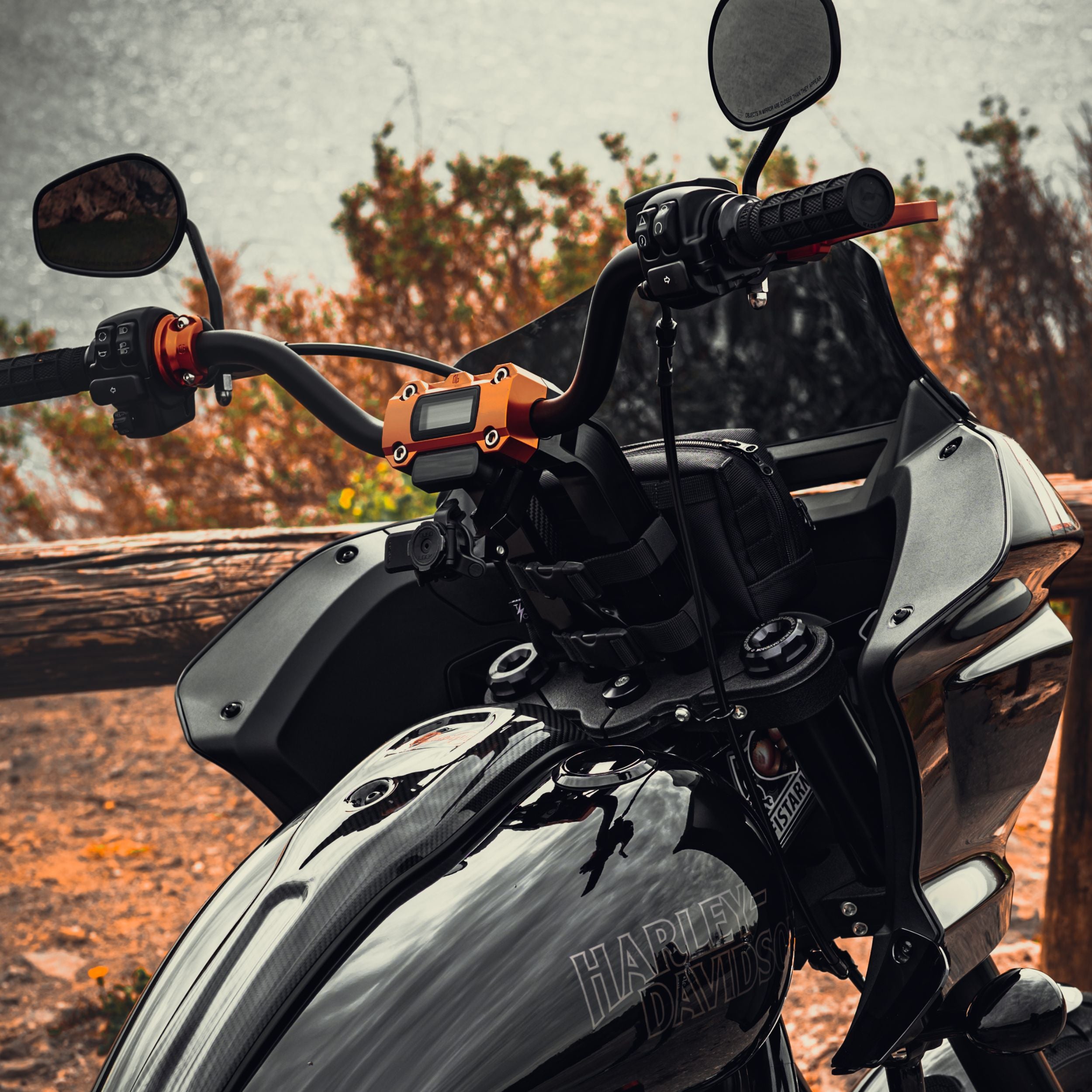 OG Orange Billet Clutch Brake Perch Clamp on 2023 M8 Softail Low Rider ST FXLRST