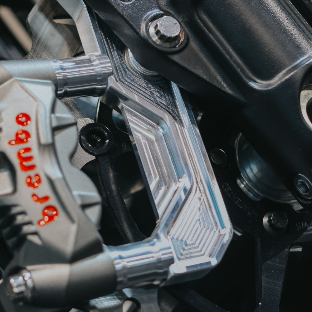 OG Front Radial Mount Brake Caliper Bracket V2 installed on a 2025 Softail Low Rider S FXLRS