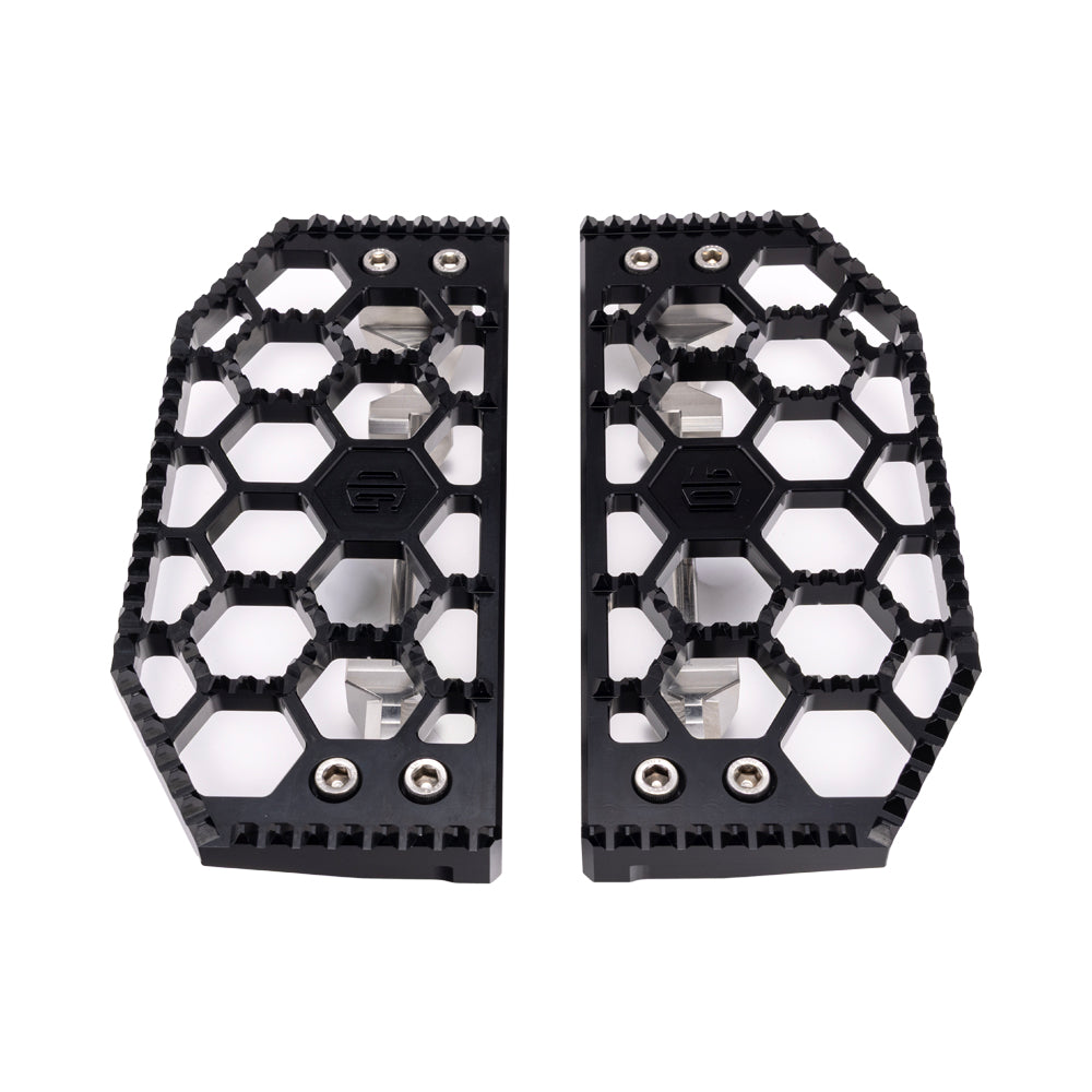 Black HoneyComp V3 Floorboards for Indian Bagger Models