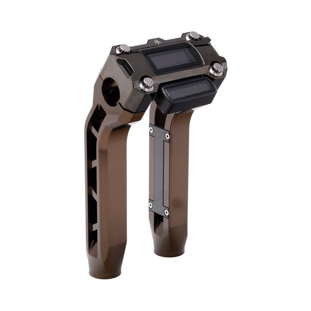 OG Bronze Performance 8.5 inch Pull Back Riser Legs with Black Chrome Performance Digital Gauge Top Clamp