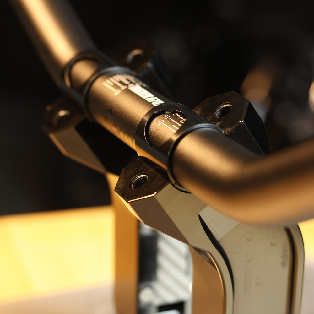 OG Shims Set installed with 6.5'' Pull Back Risers legs black and a 1'' ODI Podium Tracker Handlebars