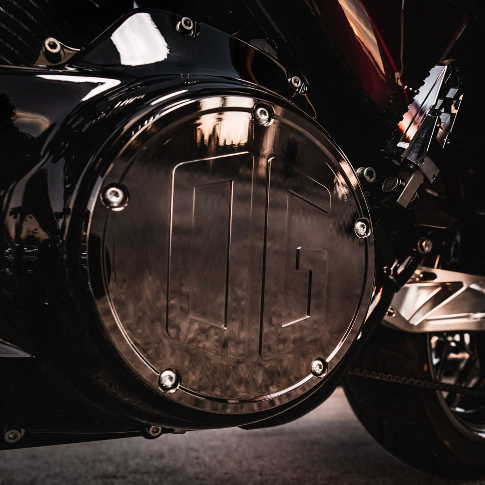 OG M8 Bagger Derby Cover installed on a 2024 Road Glide CVO FLTRSE