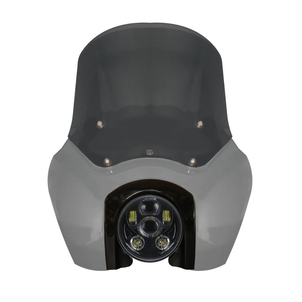 Original Garage Moto Softail Low Rider S Complete T-Sport Fairing Kit - Billiard Gray - 5.75 LED Black