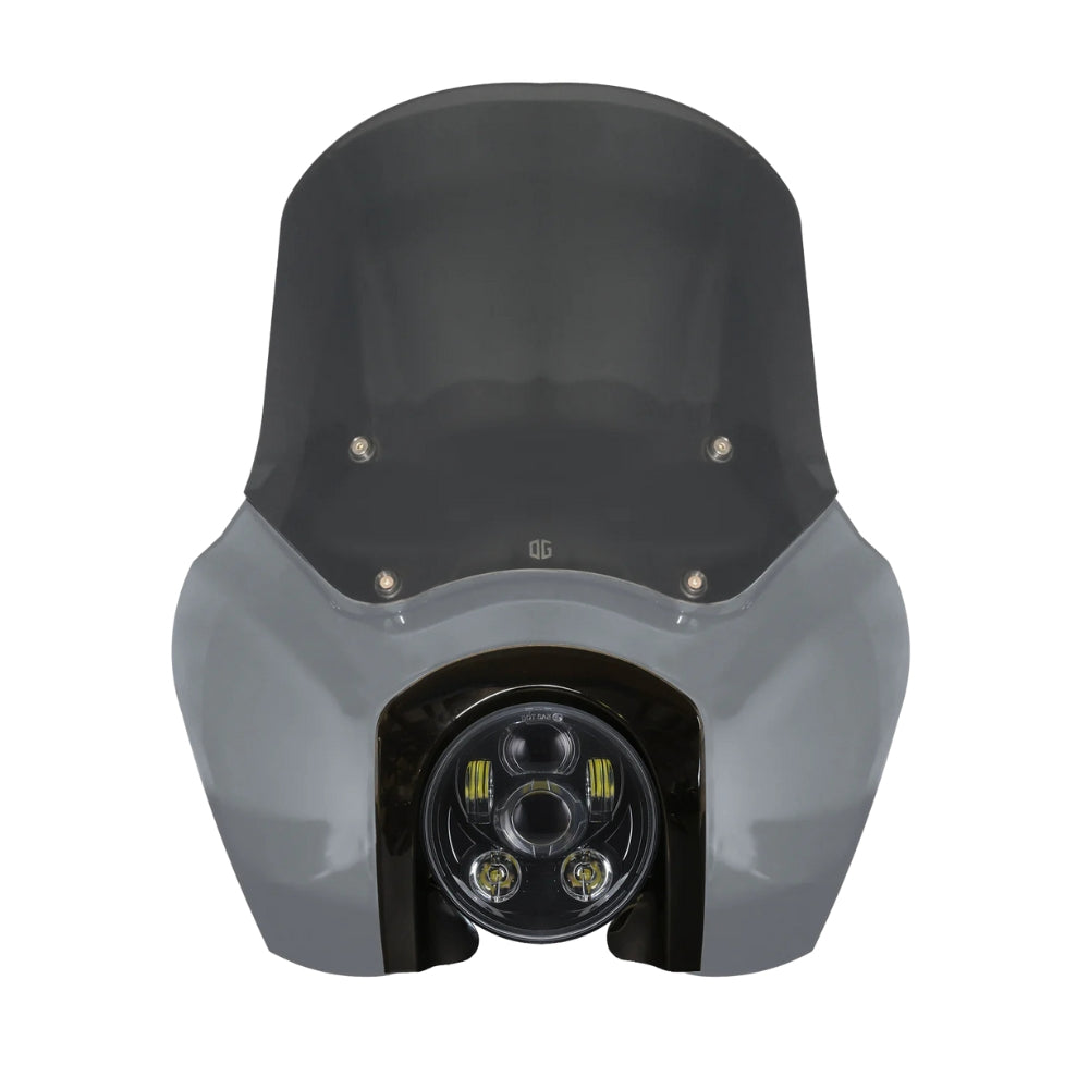 OG Softail Low Rider s_Complete T Sport Fairing Kit Gunship Grey OEM Headlight Grey 5.75 LED Black