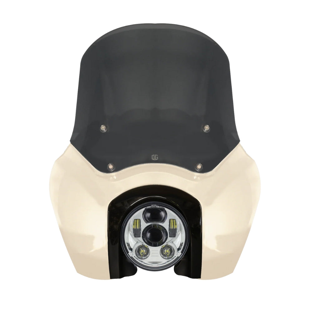 Original Garage Moto Softail Low Rider S Complete T-Sport Fairing Kit - White Sand Pearl Color Match -OG 5.75 LED Chrome